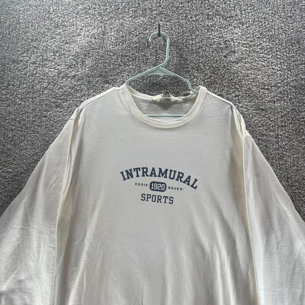 Vintage Eddie Bauer Sweater Mens Medium White Crew Neck Pullover‎ Sweatshirt 90s - Picture 4 of 15